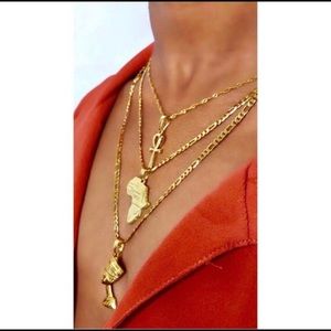 Gold 3 piece set  ankh Nefertiti Africa necklaces